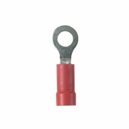 Panduit Ring Terminal, #6 Stud Size, 18 AWG, 600 V, Vinyl Insulated, Red, Crimp Termination Only, 1000 PK PV18-6R-MY